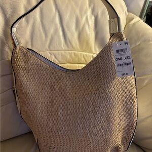 Elegant Tan Woven Shoulder Bag